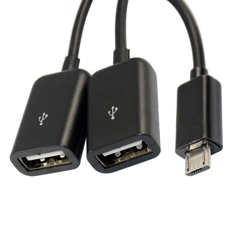 Micro USB Host Cable Micro USB Male to 2X Type A Dual USB Female OTG Adapter 5