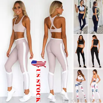 

2019 Summer Women's Fitness Suits Crop Tank Workout Floral Printed Top and Legging Pants 2 Pieces Set Ladies Sexy Tracksuit