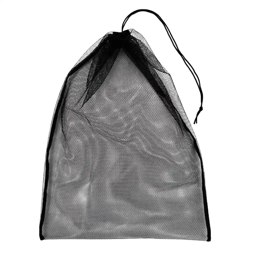black mesh drawstring bag