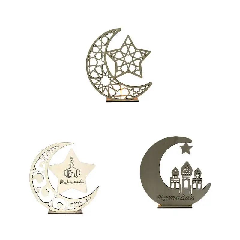 

Ramadan Festival Wooden Decorations Personality Castle Moon Shaped Crafts Home Decoration Exquisite Gift 2019 New