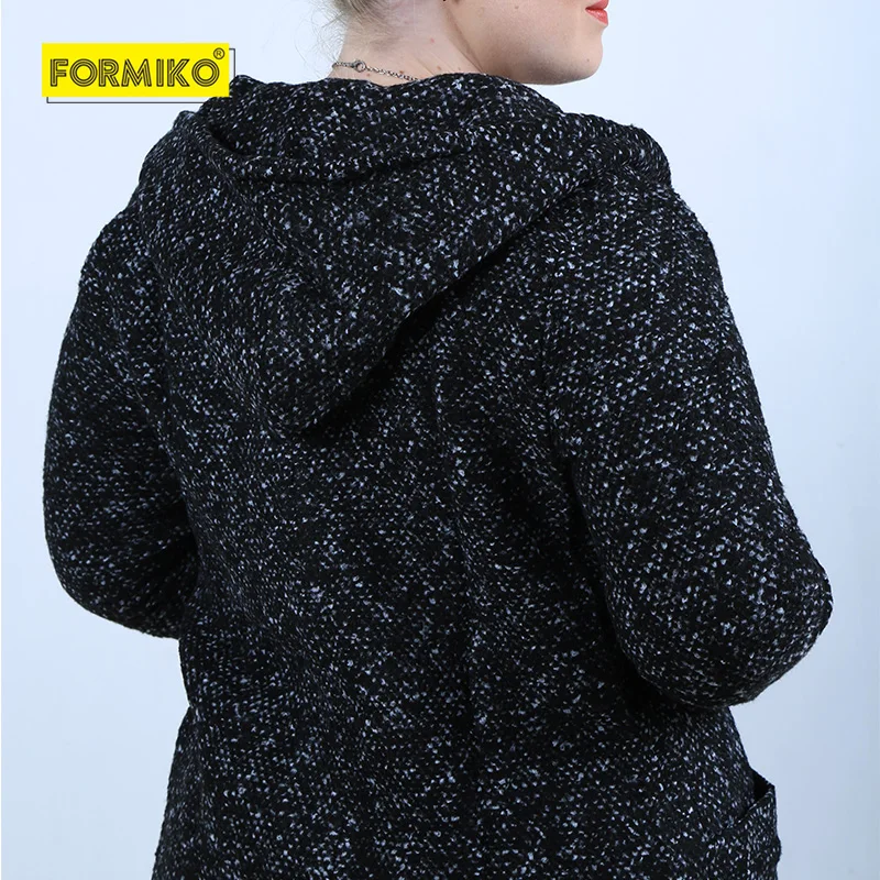 Formiko Женская полушерстяная куртка плюс сайз. Удобный кардиган осень зима длинный