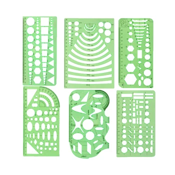 

6PC Transparent Drawing Ruler Set Office Formwork School Building Stencils Geometric Measuring Template Ruler Set
