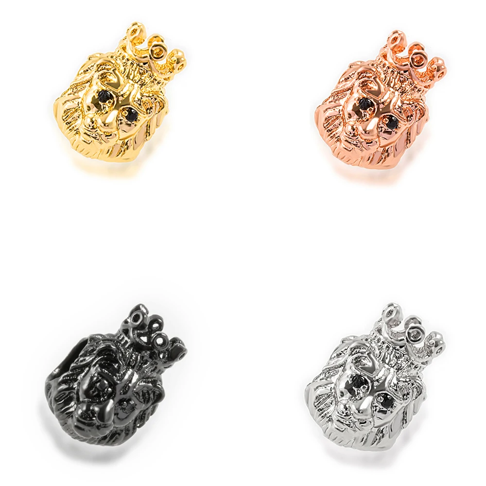 

14*9mm Lion Monkey Crown High Quality Brass Cubic Zirconia Diy Men's Beads Bracelet Jewelry Making Accessories Connector Hole