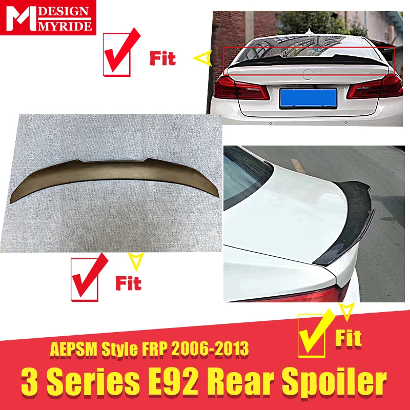 E92 спойлер стволового крыла AEPSM Стиль FRP праймер черный для BMW 3 серии 323i 325i 328i 335i
