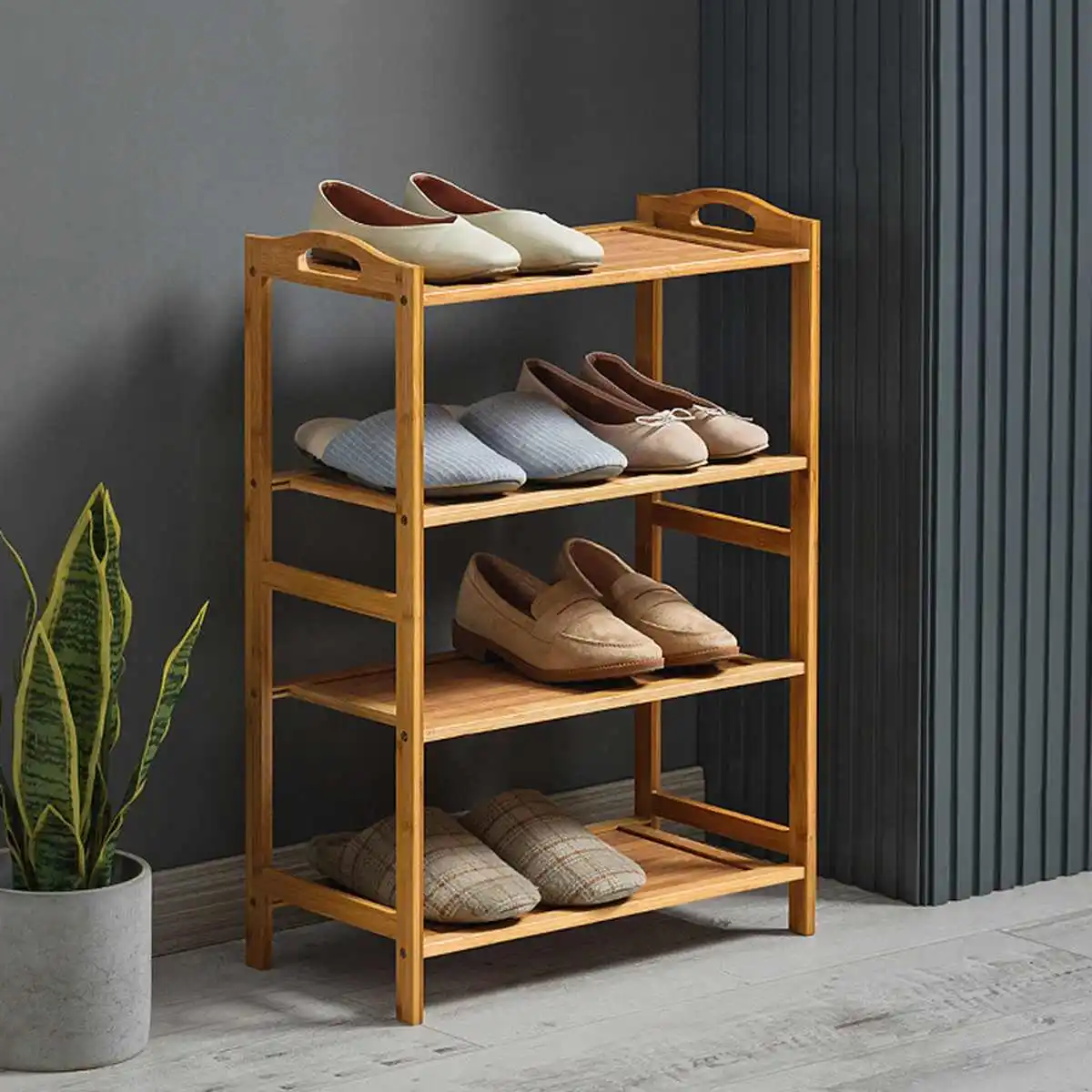 3/4/5/6 طبقة حذاء من الخيزران شماعات تخزين الرف المنظم الرئيسية الغبار خزانة خذاء متعددة الوظائف أصيص زهور حامل أوعية