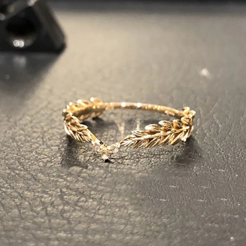 

Plant Wheat Symbol Peace Women For Finger Ring Ring Female Jewelry Golden Party Rings