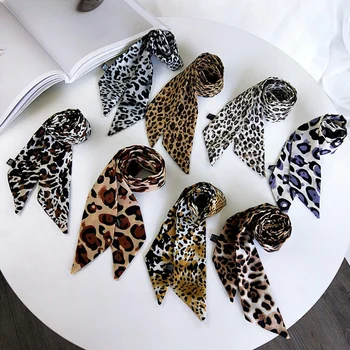 Hot 1PC Square Scarf Leopard Hair Tie Band For Women Elegant Business Print Neck Silk Satin female Scarf