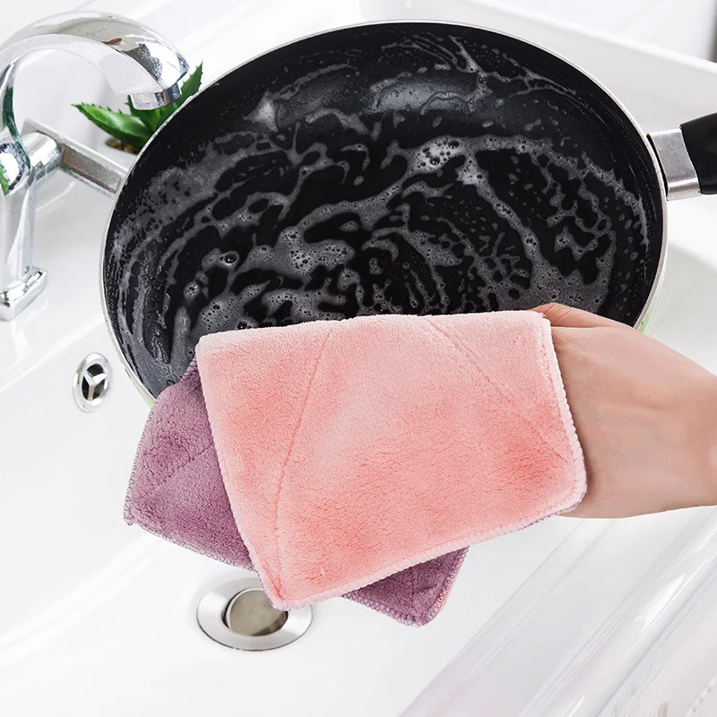 

Hand kitchen towels Microfiber Cleaning cloth Double-sided Absorbent Rag Thickened Non-stick Oil Dish Towel Cleaning Cloths