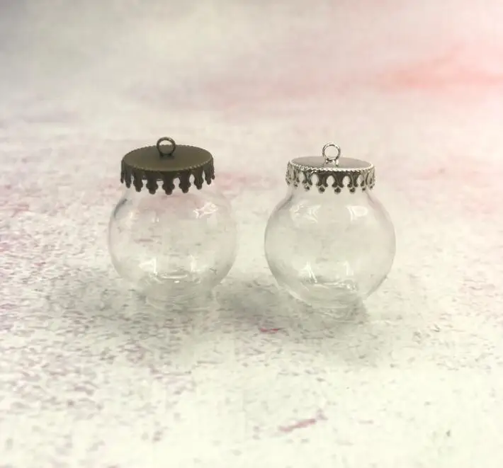 10pcs/lot 25x15mm Glass bubble orb with 6 color crown tray base set glass vials pendant globe bottle jewelry finding Gifts | Дом и сад
