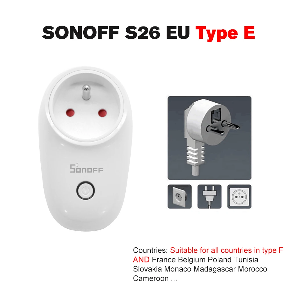5 шт. SONOFF S26 ITEAD WiFi умная розетка Беспроводной дистанционного Управление зарядный адаптер интеллектное устройство передачи энергии розетки ЕС Тип E Интеллектуальный таймер