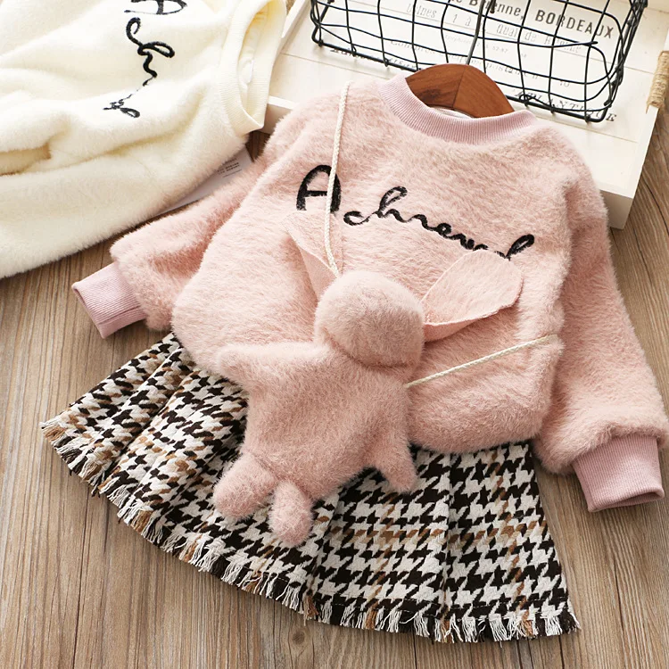 lovely korean baby girls clothes set with purse 3pcs kids clothing for