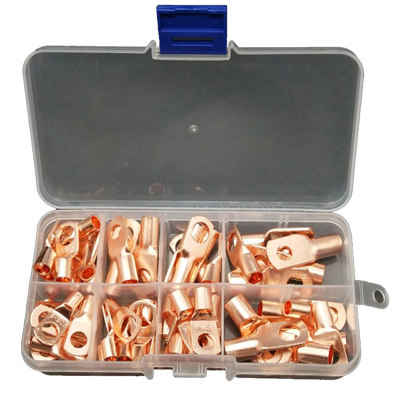 

60Pcs SC Bare Copper Terminals Circular Splice Ring Terminal Cable Wire Connector with Plastic Box New