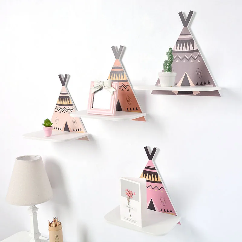 

Minimalist Style Geometric Wooden Teepee Wall Shelf Accessory Monochrome Nursery Bedroom Decor Housewarming Gift