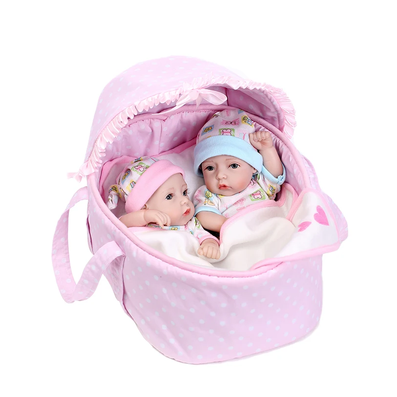 

NPK 10 Inch A Pair Mini Dolls Reborn Baby 25cm Full Silicone Reborn Babies Twins Baby Doll For Kids Toys Gift
