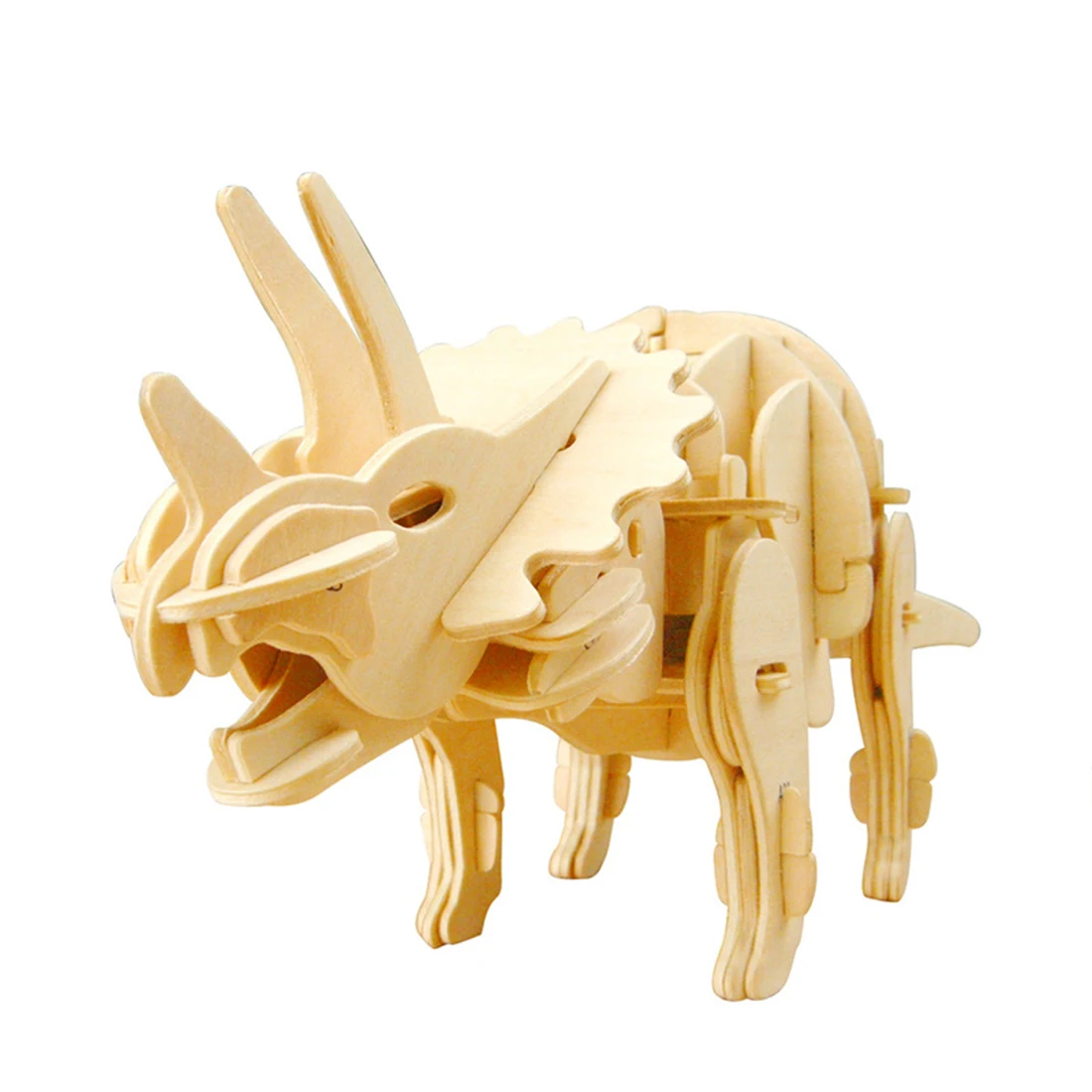 

3D Robotic Dinosaurs DIY Assembled Wooden Model Painting Stem Toys - Power Control Triceratops D430 Children Birthdays Gilfts