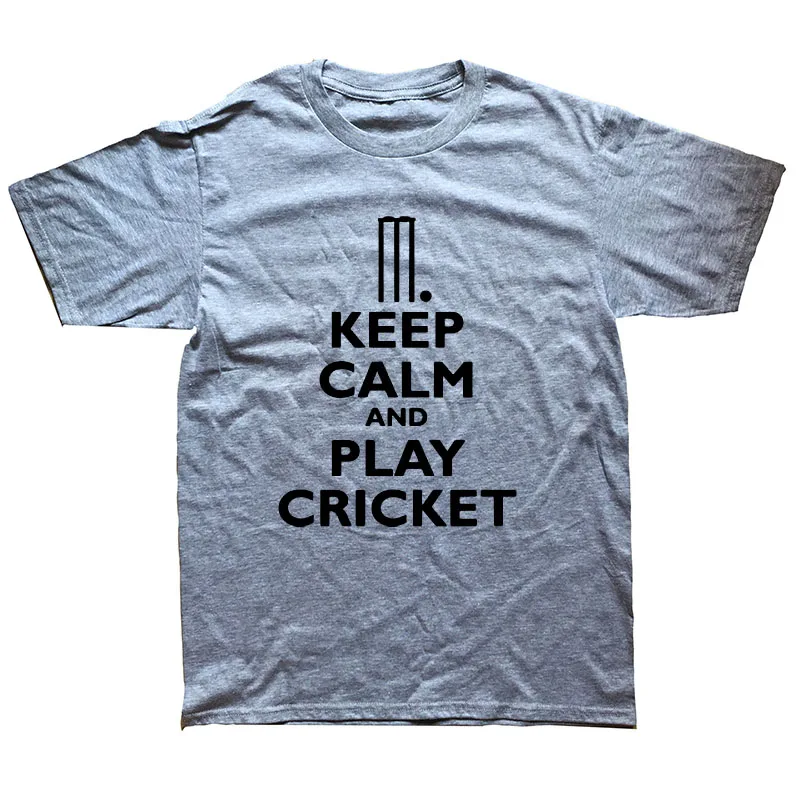 إبقاء الهدوء والتشغيل الكريكيت قميص رجالي Cricketer لاعب كم الساخن طباعة T قميص رجل قصير كم حار قمم