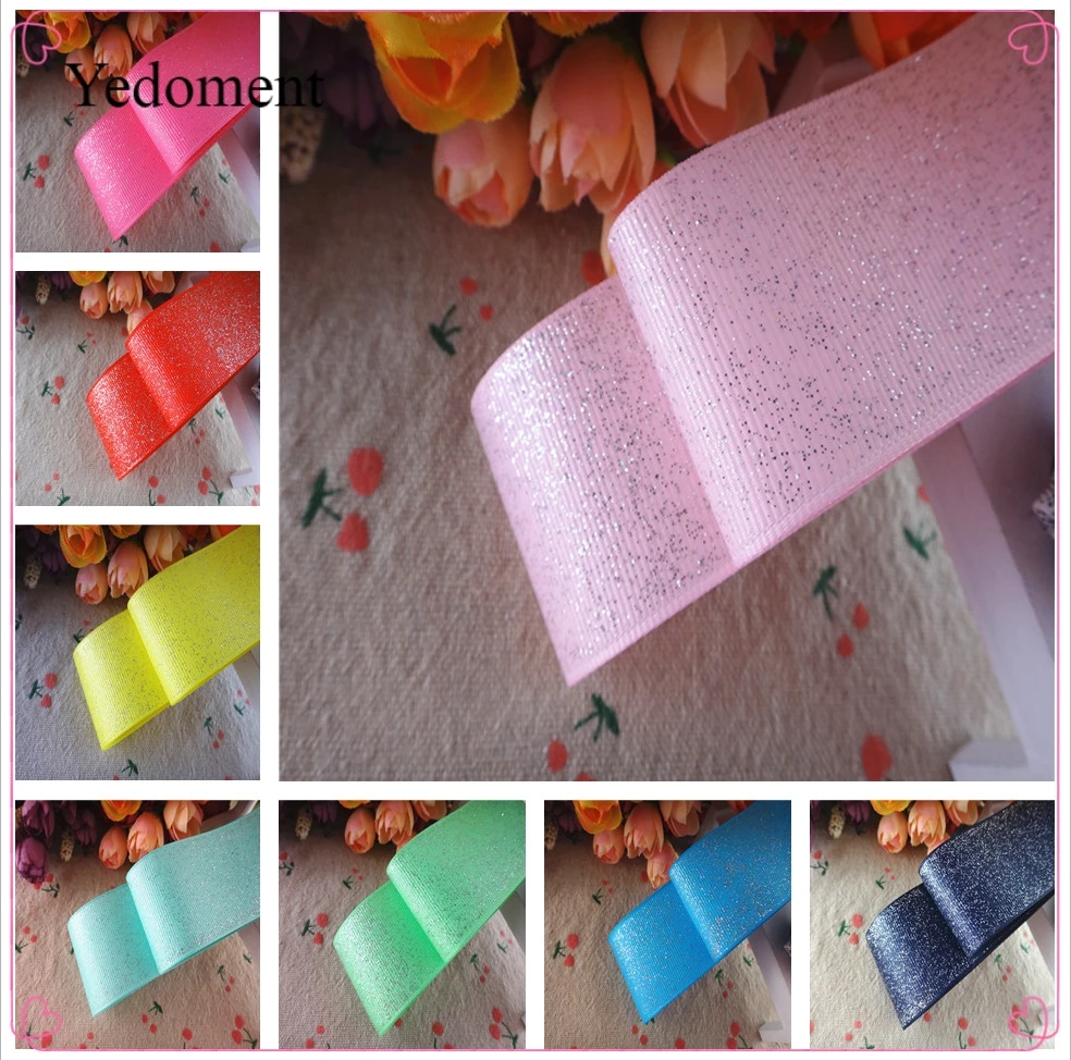 

1-1/2" 38mm 10 yards glitter silver printed grosgrain ribbons DIY hairbows ribbon handmade materials MD18021002