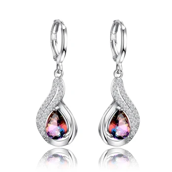 

Natural Rainbow Fire Mystic Topaz Earrings Solid 925 Sterling Silver Jewelry Earrings For Women Party Engagement Wedding Gifts