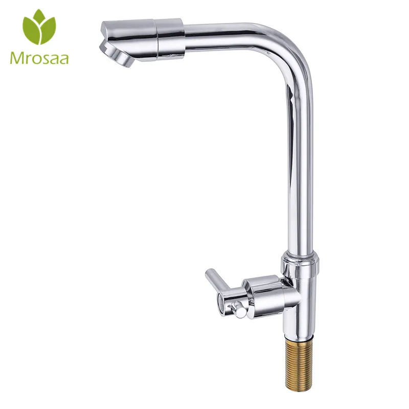 

Mrosaa Kitchen Sink Faucet Single Hole Single Lever Rotatable Cold Water Basin Tap Silver Alloy Sink Water Tap Household