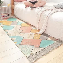 Японский стиль, ручная работа, спальня, гостиная, диван, хлопок, переплетение, дорожка, одеяло, Современная полоска, кисточка, противоскользящий ковер, горный Col
