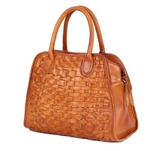 Женские сумки из натуральной кожи, сумка через плечо, тканая Повседневная сумка для покупок, винтажная большая сумка-тоут, кошелек из воловьей кожи, женские сумки через руку