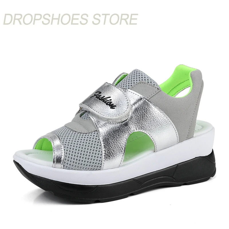 

New Women Shoes Fashion Summer Womans Sandals Thick Sole Breathable Mesh Women Casual Shoes Slip-On Swing Wedges Shoes For Women