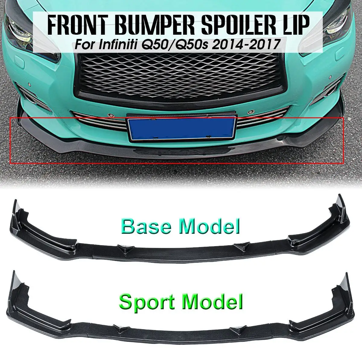 

Car Front Deflector Spoiler Splitter Diffuser Bumper Canard Lip Body Shovels Carbon Fiber Bumper Splitters Fit For Infiniti Q50