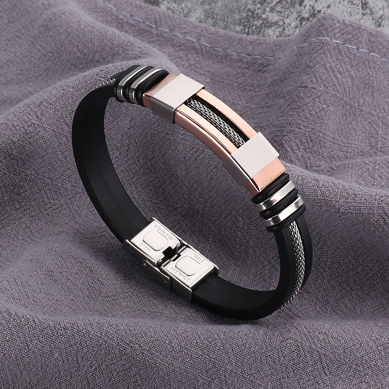 Нержавеющая сталь силиконовый Черный Мужские часы наручные в стиле панк дизайн для мужчин браслет простой резиновый Шарм