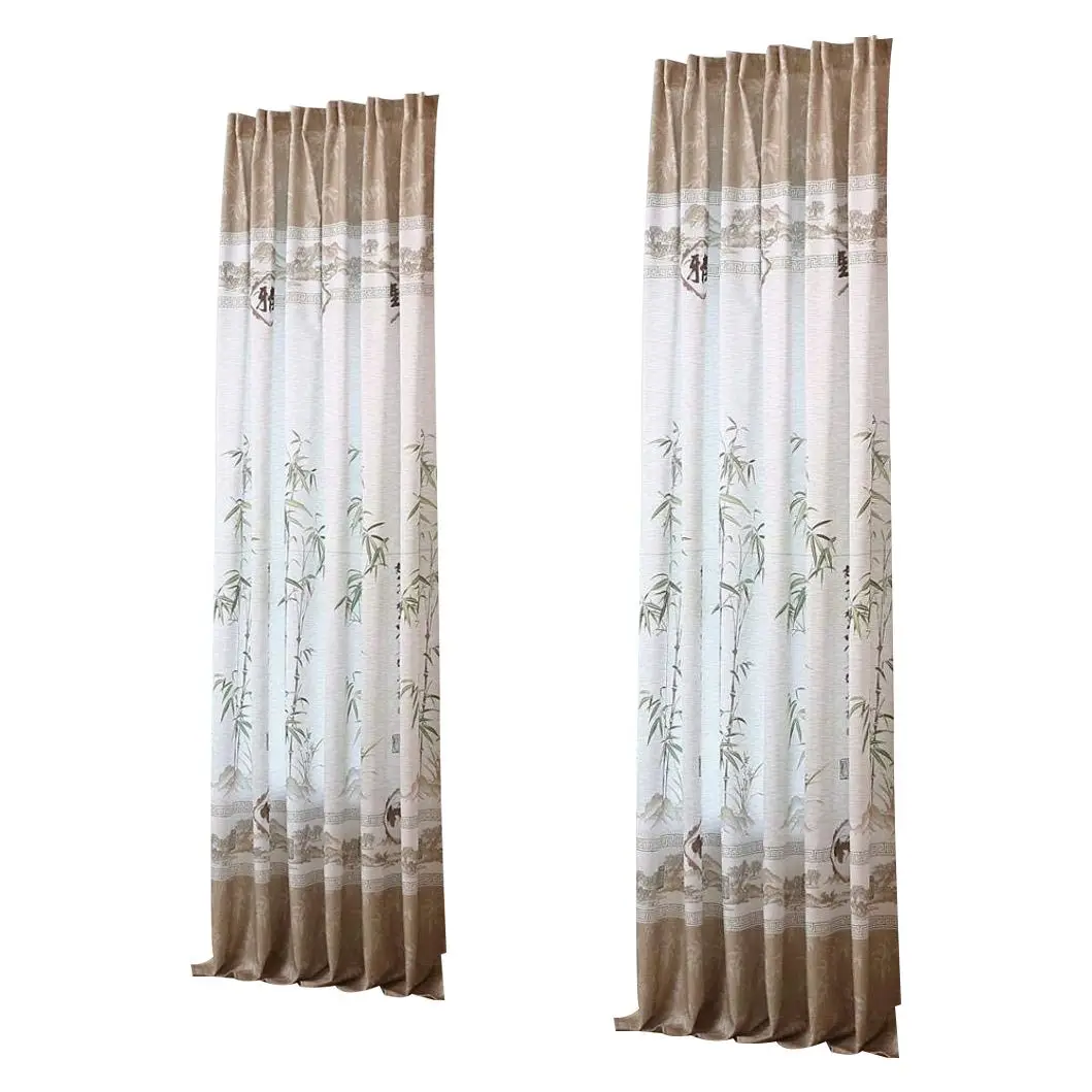 Curtains Living Room Modern Design Half Blackout Impression Curtains Bedroom Blinds 200x100cm (bamboo)