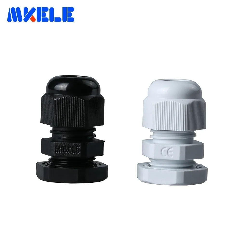 

10pcs/lots M16*1.5 Cable Gland Black White Ip68 Cable Connector Plastic Nylon Waterproof Cable Glands Joints For 4-8mm Cable