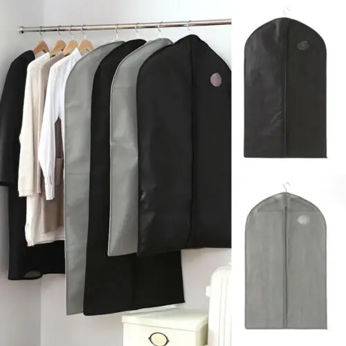 Практичный домашний подвесной пыленепроницаемый тканевый чехол на молнии платье пальто чехол для одежды сумка для хранения чистого цвета