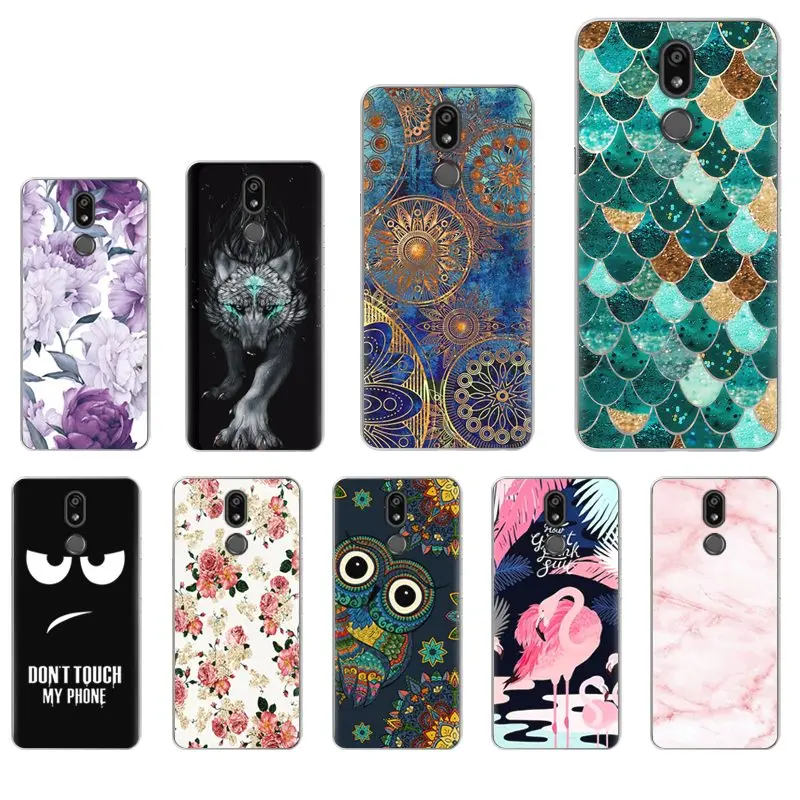LG K40/K12 زائد 5.7 بوصة لينة جراب هاتف الملونة رسمت المألوف تصميم TPU سيليكون عودة غطاء الهاتف