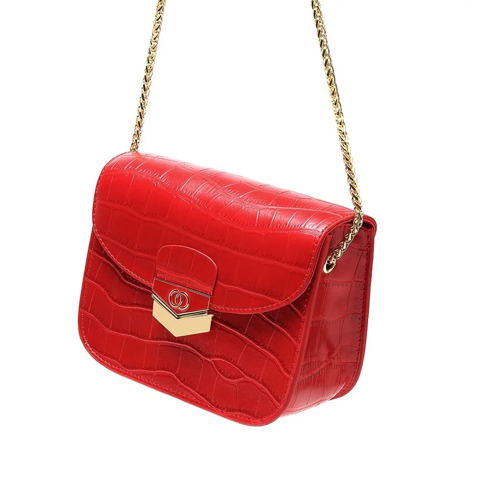 

Women Cow Leather Box Shoulder Bag Female Designer Genuine Leather Red Flap Crossbody Bags For Woman Crocodile Luxury Handbags