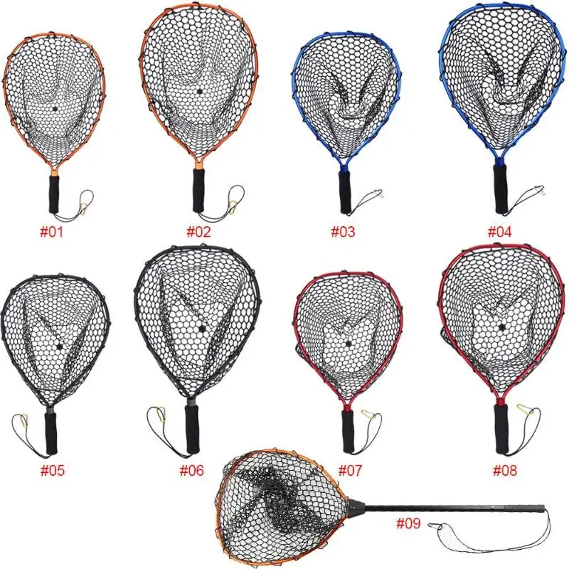 

Aluminum Alloy Pole Retractable Rubber Net Telescoping Foldable Landing for Fly Fishing Network Red with Nylon protect fishes