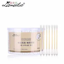 500pcs/box Natural Cotton Swabs Double Head Wood Sticks Nose Ears Cleaning Cosmetics Health Care Cotton Buds