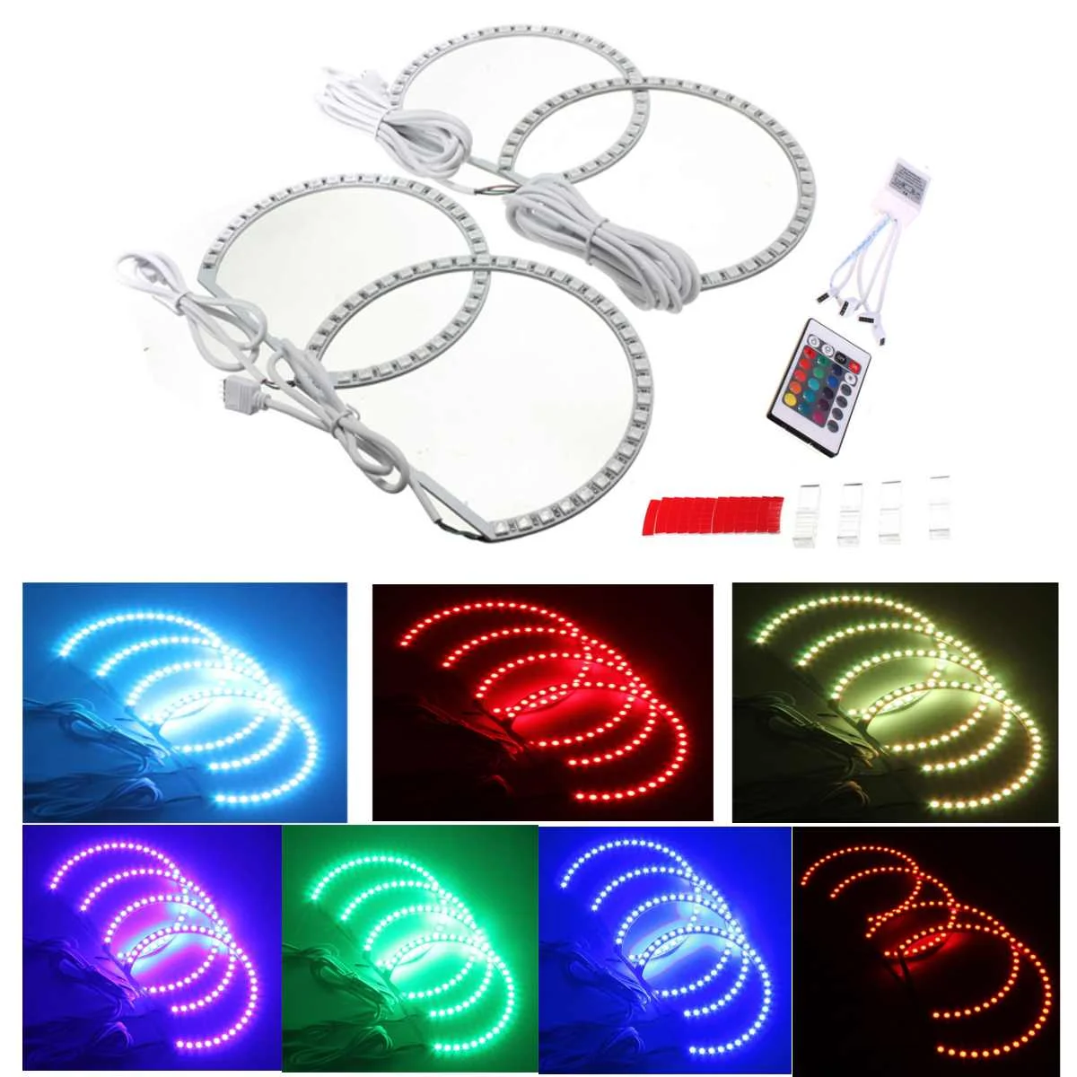 4 шт. для BMW E46 3 5 7 серии 2x146 мм + 2x131 5050 42SMD RGB светильник фары ангельские глазки с