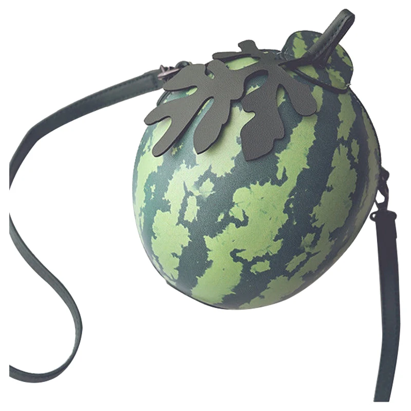 

Fruit Green Watermelon Print Round Bag Shoulder Cross Body Makeup Pouch