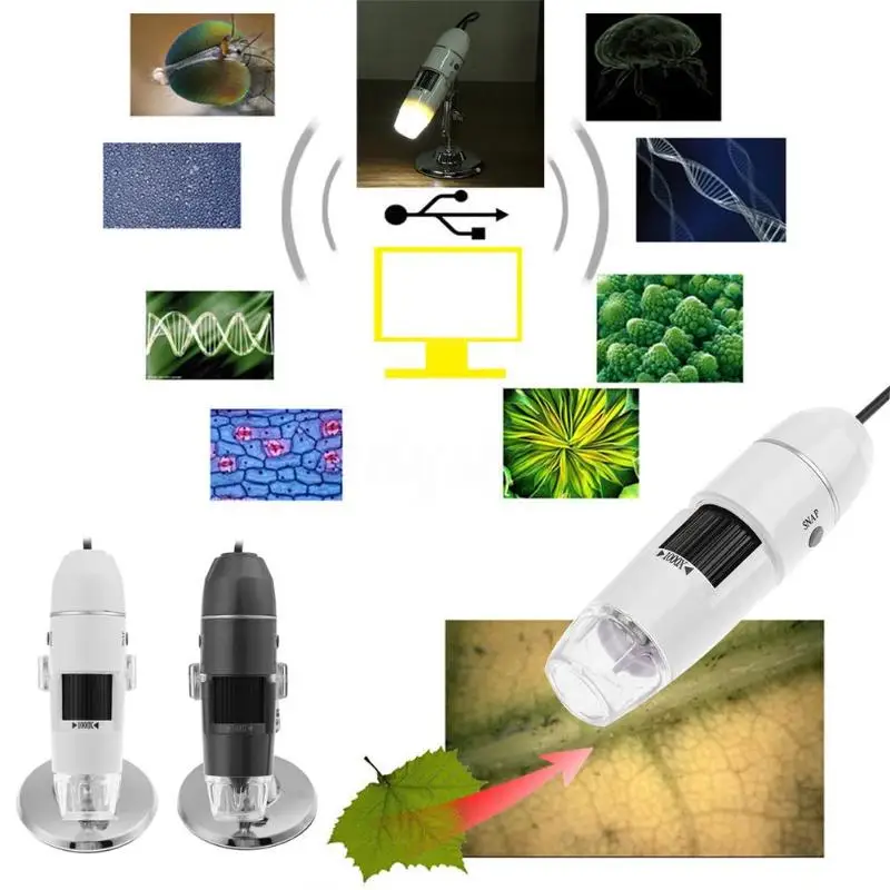 Цифровые микроскопы 8 led USB зум электронного эндоскопа 1000 X очки увеличительное стекло Настольная Лупа камера с кронштейном полезные