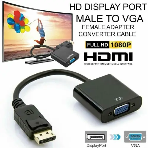 

DP DisplayPort to VGA Adapter Cable HD Display Port DP Male to VGA Female Adapter Converter Cable Lead DisplayPort 30A19