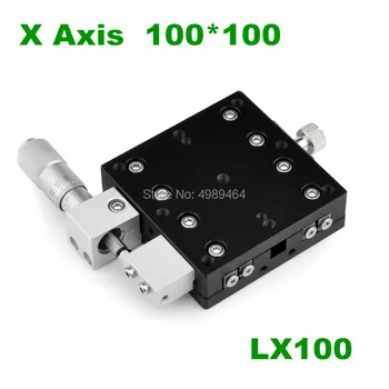 

X Axis 100x100 LX100-L LX100-C LX100-R Trimming Platform Manual Linear Stages Bearing Tuning Sliding Table Cross Rail