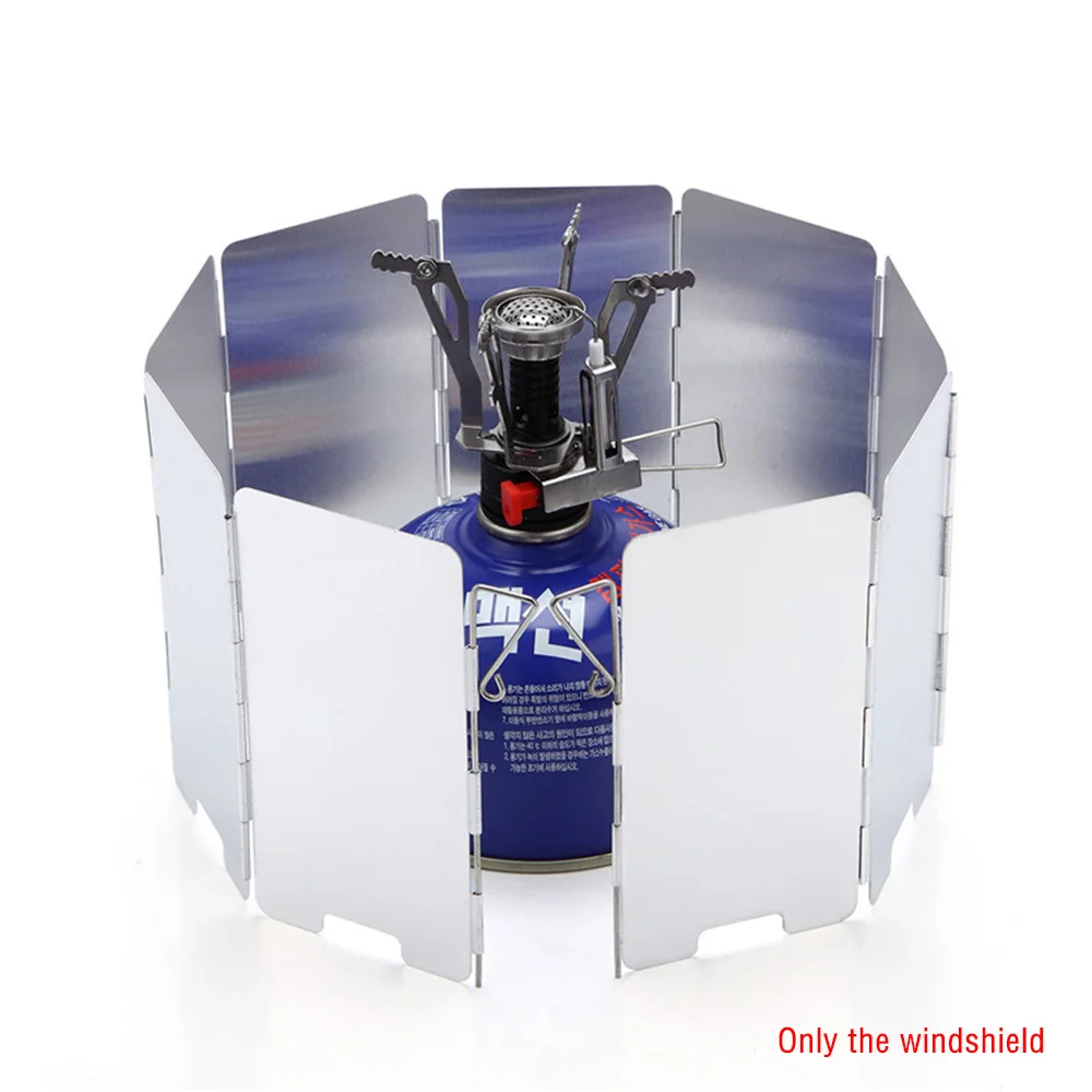 

9 Plate Camping Foldable Stove Windshield Outdoor Cooking BBQ Gas Stove Windproof Wind Screen Shield Camping Cookware Equipment