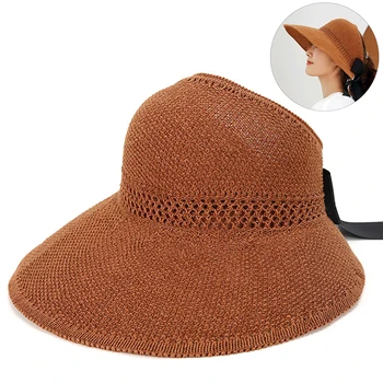 

2019 Hot Sale Beach Womens Sun Hat Fashion UV Protection Straw Wide Brim Bucket Hat Women Summer Sun Hats