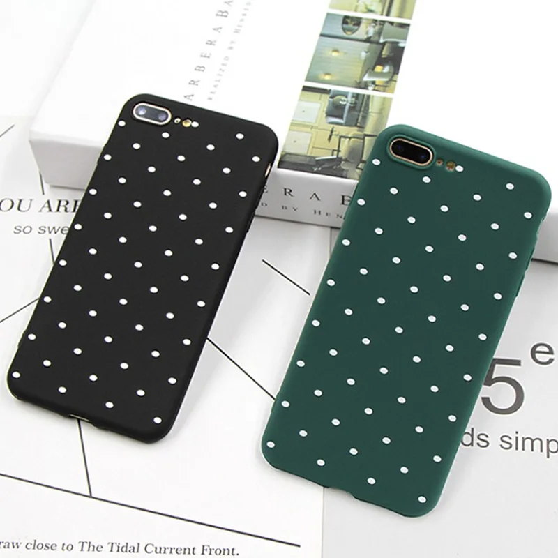 Ottwn Wave Dots Polka Cover For iPhone 6 7 8 Plus X XS Max XR Wave Dots Case For iPhone 6 6S Plus Soft Silicon Cover Phone Bag