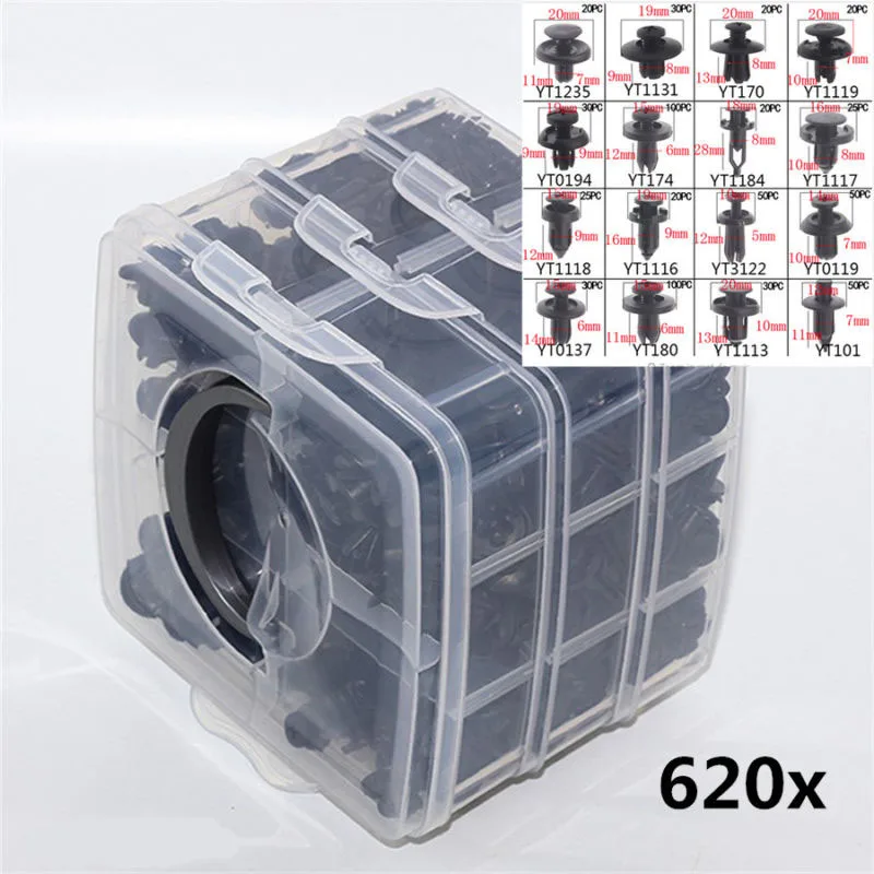 

620pcs/Set Universal Car Clip Side Skirt Bumper Door Trim Install Push Fastener 16 Size Auto Car Rivet Fastener
