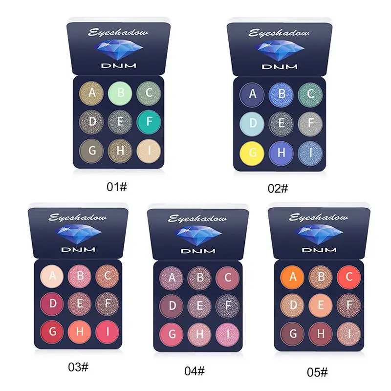 

DNM 9 Colors Eyeshadow Palette Shimmer Matte Colorful Makeup Pallete Eyeshadow Glitter Waterproof Smudge-fee