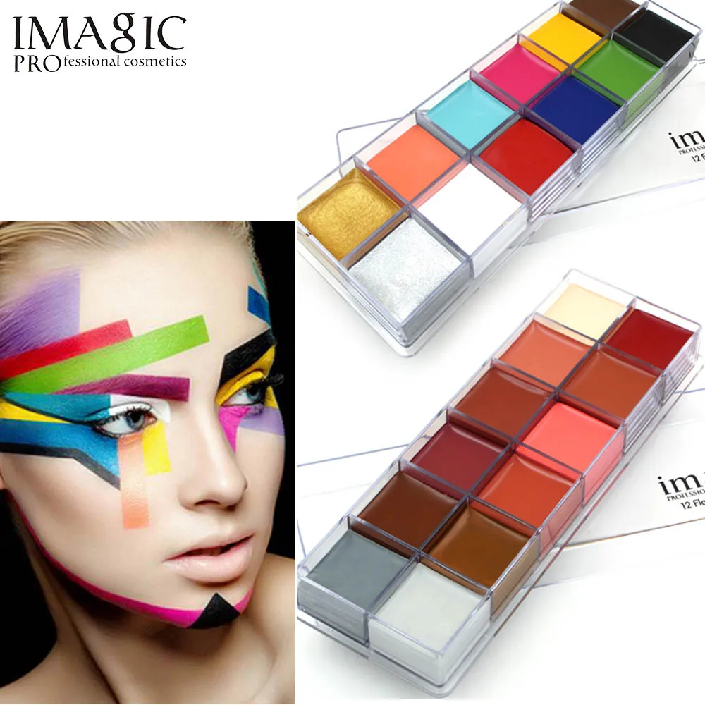 

Imagic Face Body henna tattoo 12 Colors Oil Painting Art Pigment Halloween Theater Clown Face Body Devil Makeup Paint Tint