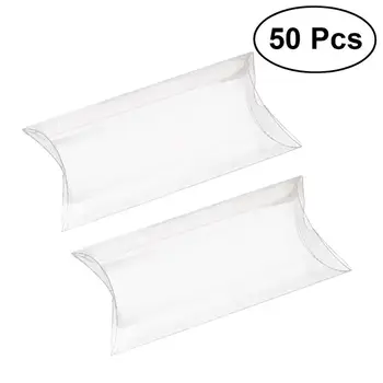 

NEW 50pcs Clear PVC Pillow Shape Candy Boxes Transparent Party Wedding Favor Holder Chocolate Boxes Sweet Candy Bags