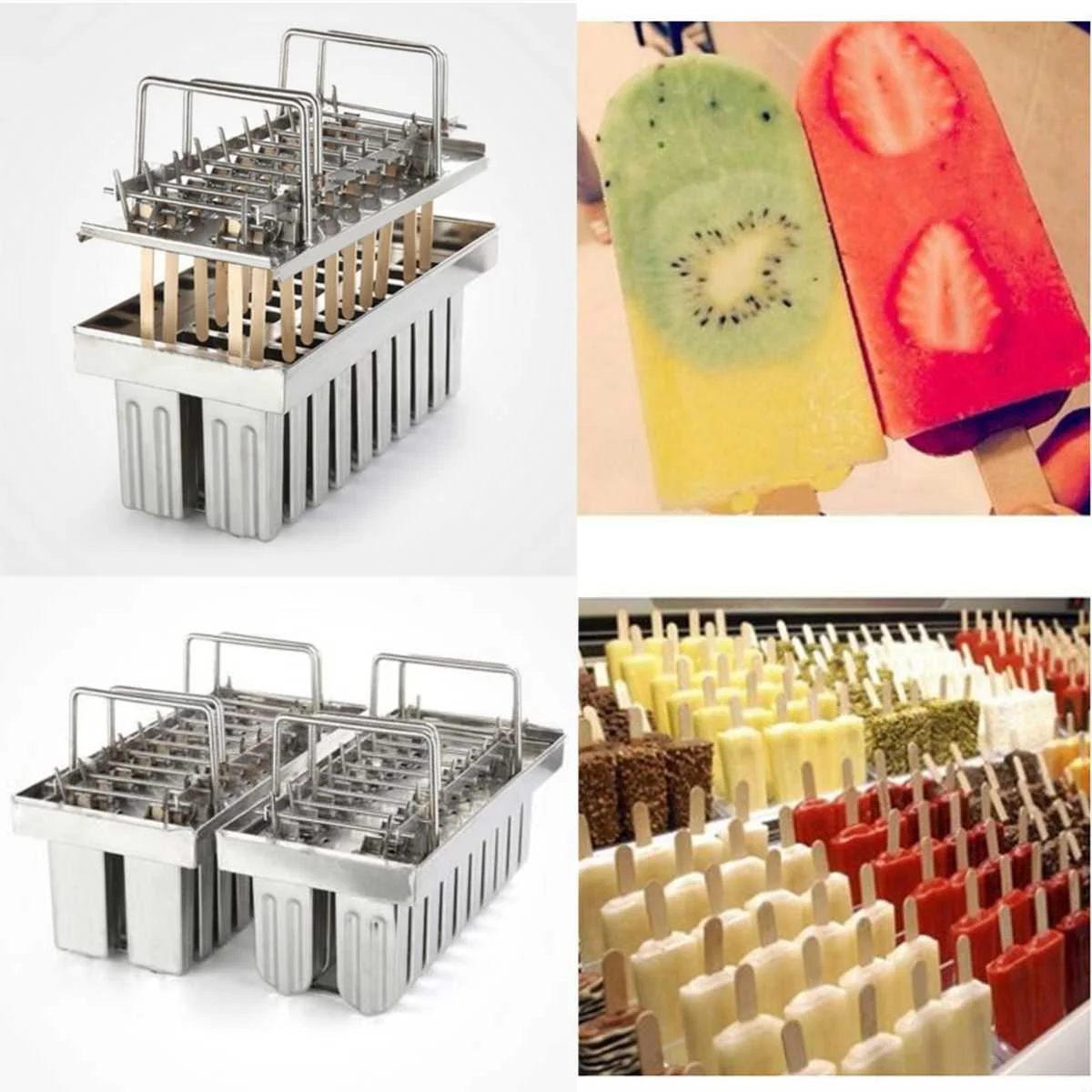 Stainless Steel Popsicle Molds Ice Lolly Ice Cream Mould with Stick Holder Stainless Steel Popsicle Molds Ice Lolly Ice Cream Mould with Stick Holder
