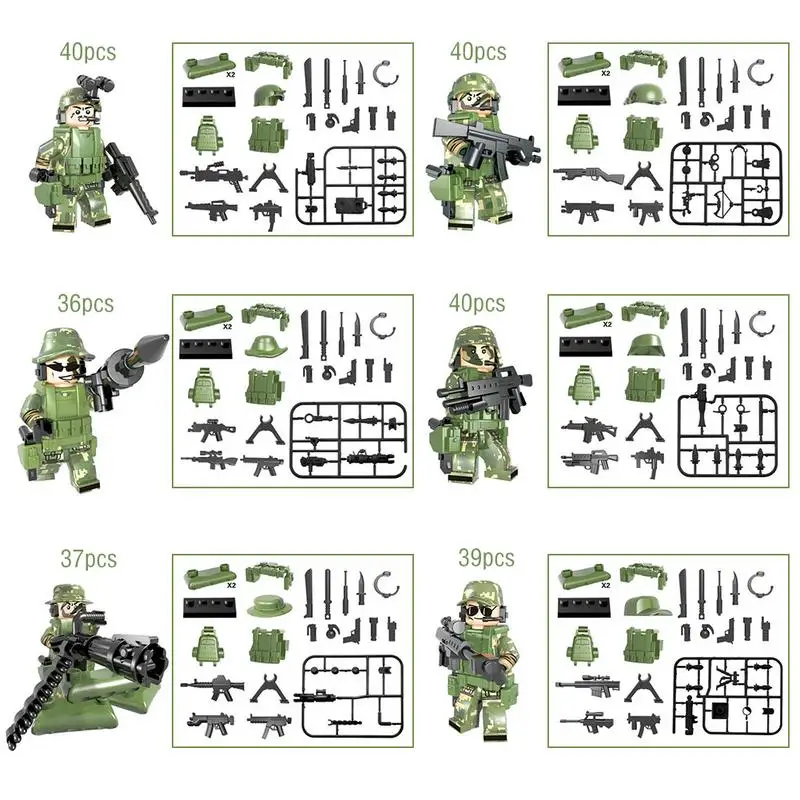 6 шт. военные сборные строительные блоки игрушки головоломка сборка камуфляж Geely