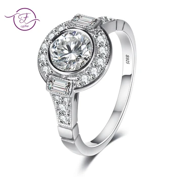 Fedi nuziali romantiche rotonde squisite per le donne Amanti Semplici gioielli di moda in argento S925 con pietre di zirconi cubici